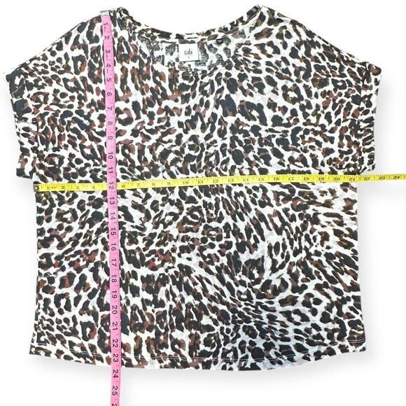 CABI Women’s Multicolor Leopard Print Boxy Roll Cuff Tee Size Small Style #3414 - Picture 6 of 6